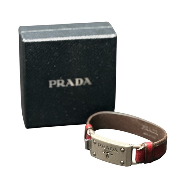 Prada License Plate Leather Cuff Bracelet - Unisex Style - Picture 9 of 9